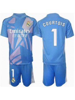 Real Madrid Thibaut Courtois #1 Torwart Heimtrikotsatz für Kinder 2024-25 Kurzarm (+ Kurze Hosen)